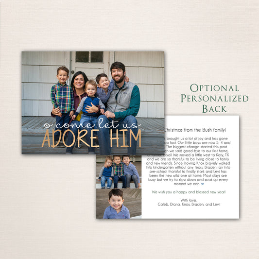O Come Let Us Adore Him Photo Christmas Card #38