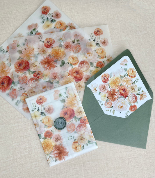 Warm Sunset Vellum Wrap + Matching Envelope
