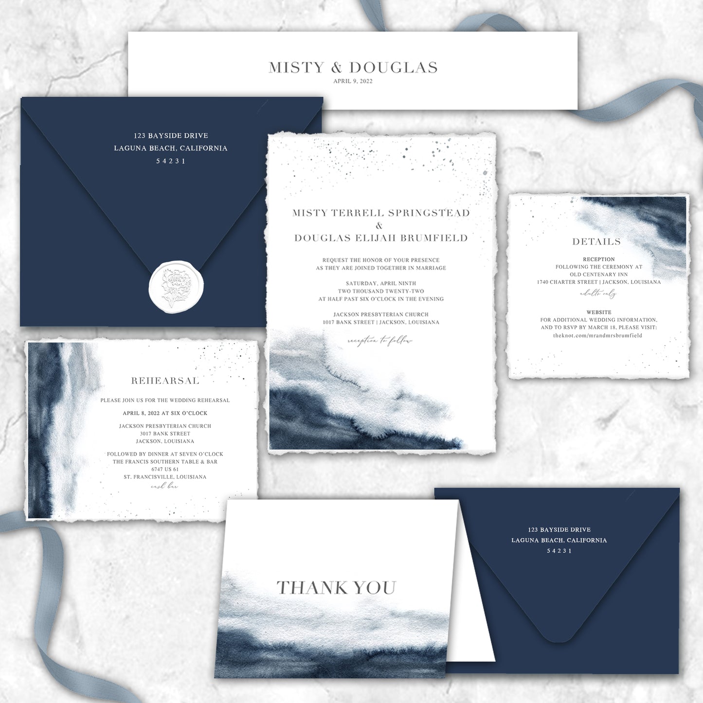 Minimalist Green Watercolor Invitations