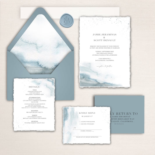 Minimalist Green Watercolor Invitations