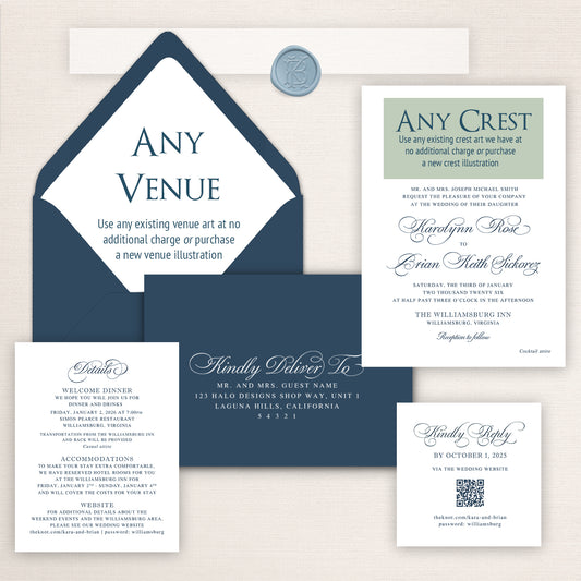 Williamsburg Inn Wedding Invitations