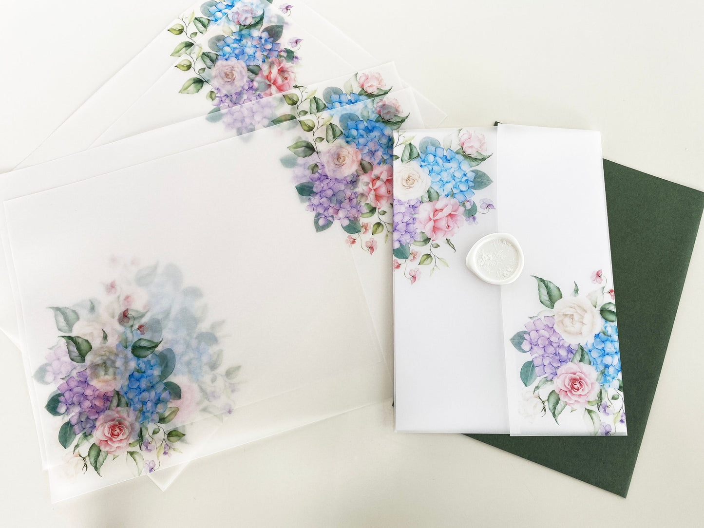 Hydrangea and Rose Vellum Wrap