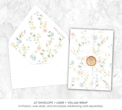 Pastel Floral Vellum Wrap + Matching Envelope