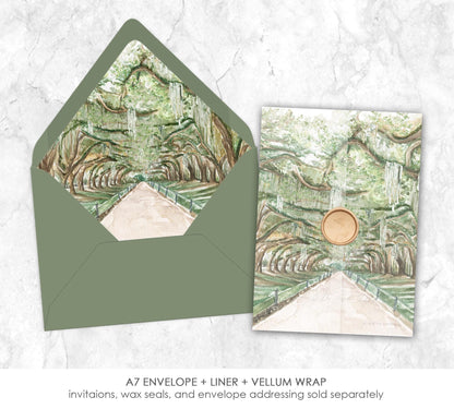 Avenue of the Oaks Vellum Wrap + Matching Envelope
