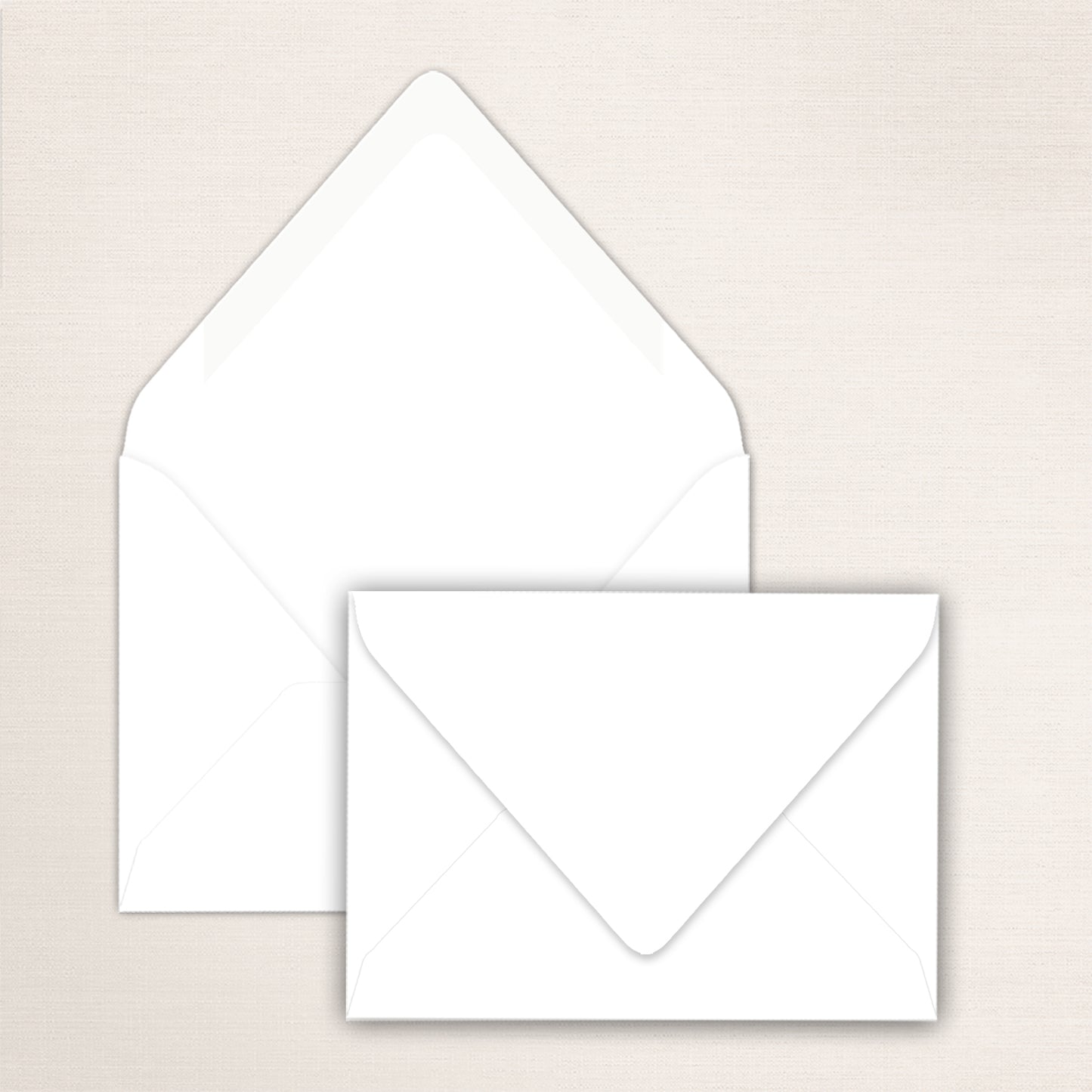 Basic plain white double envelope set with the outer envelope flap open and the inner envelope flap closed.