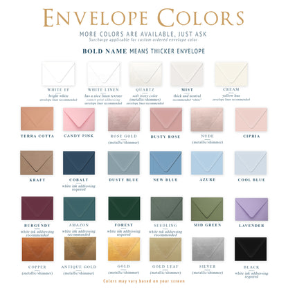29 different envelope color options
