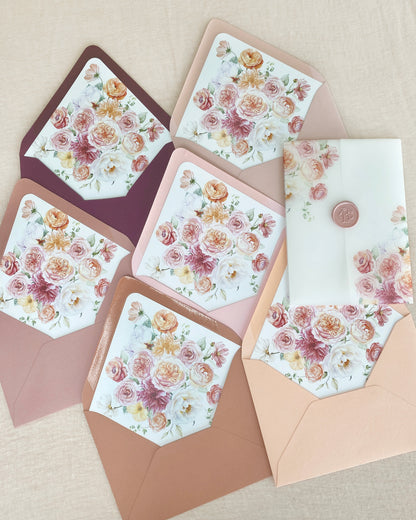 Peachy Keen Floral Vellum Wrap  + Matching Envelope