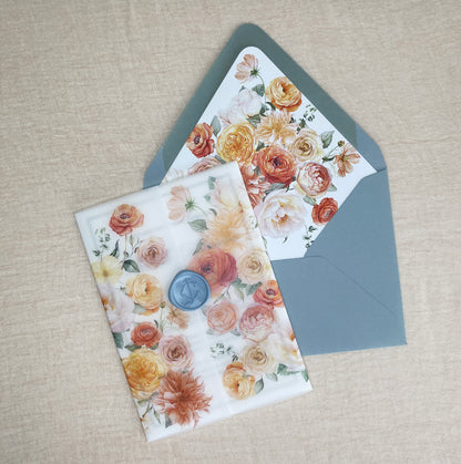 Warm Sunset Vellum Wrap  + Matching Envelope