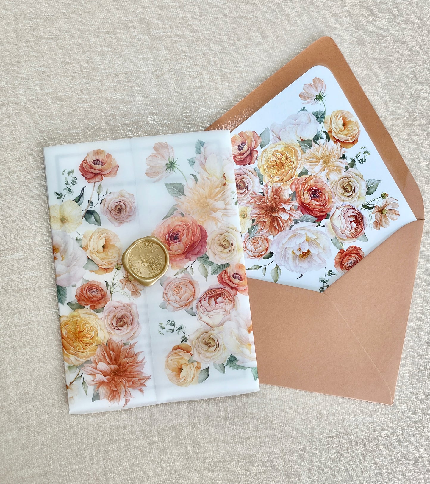 Warm Sunset Vellum Wrap  + Matching Envelope