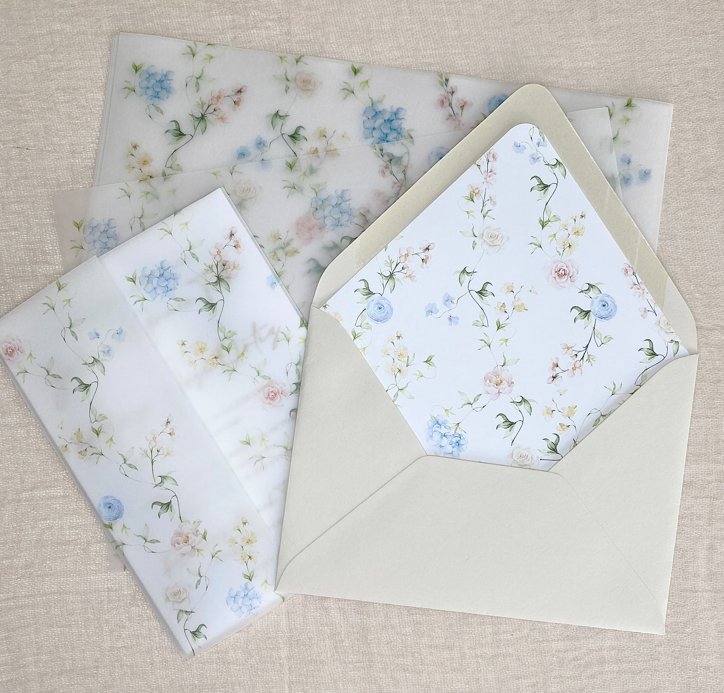 Pastel Floral Vellum Wrap + Matching Envelope