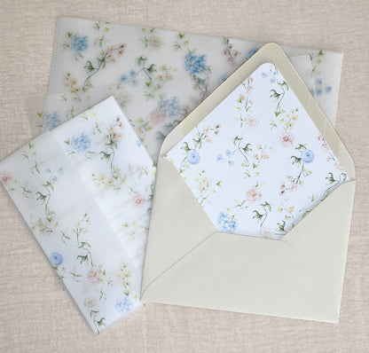 Pastel Floral Vellum Wrap + Matching Envelope