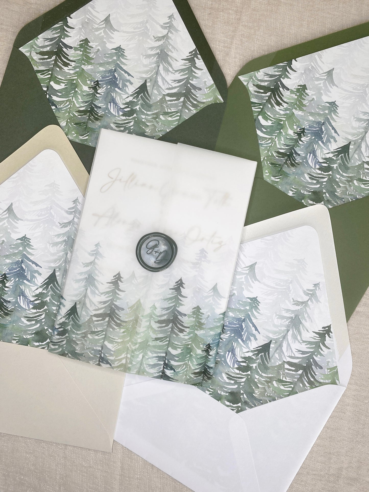 Evergreen Vellum Wrap + Matching Envelope