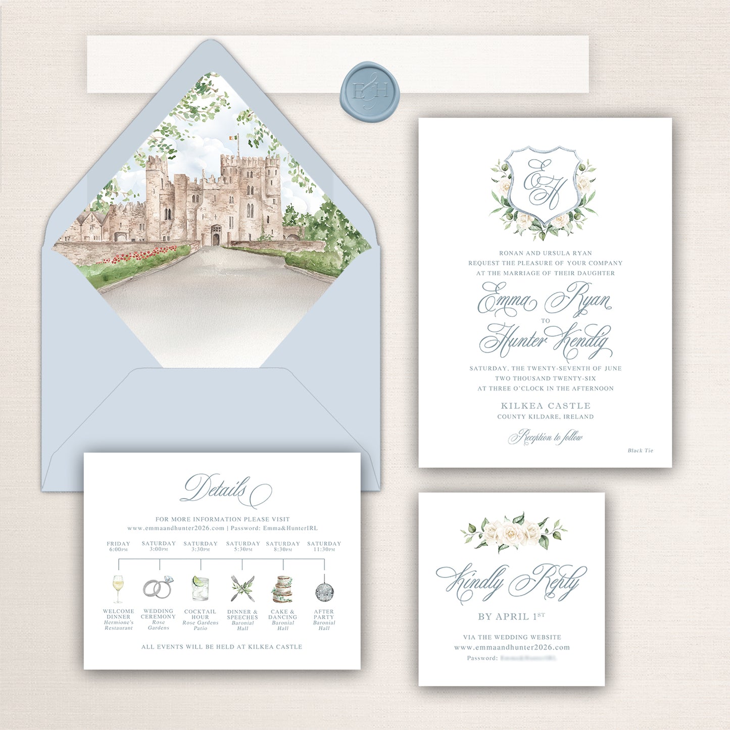 Kilkea Castle Wedding Invitations