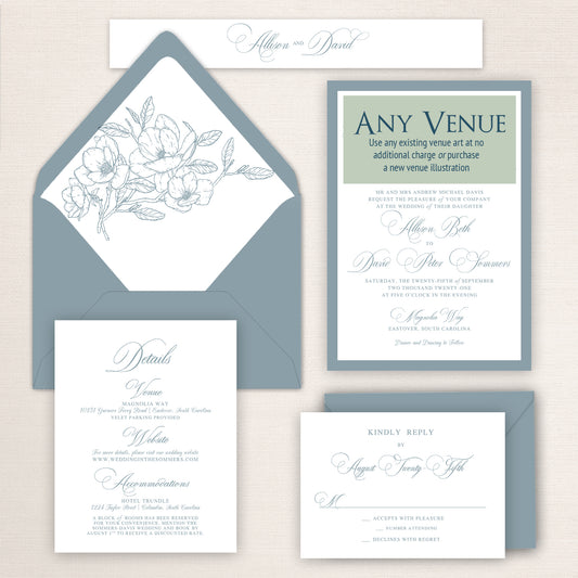 Magnolia Way Sketch Invitations