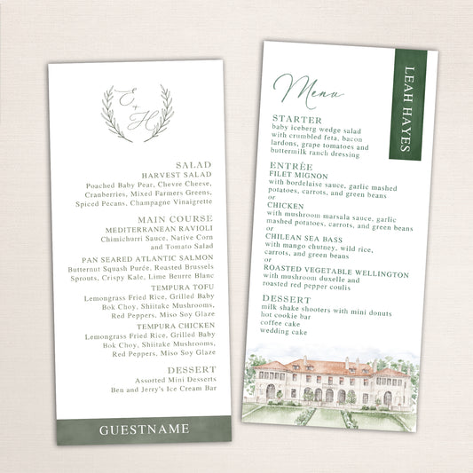 Menus with Guest's Names