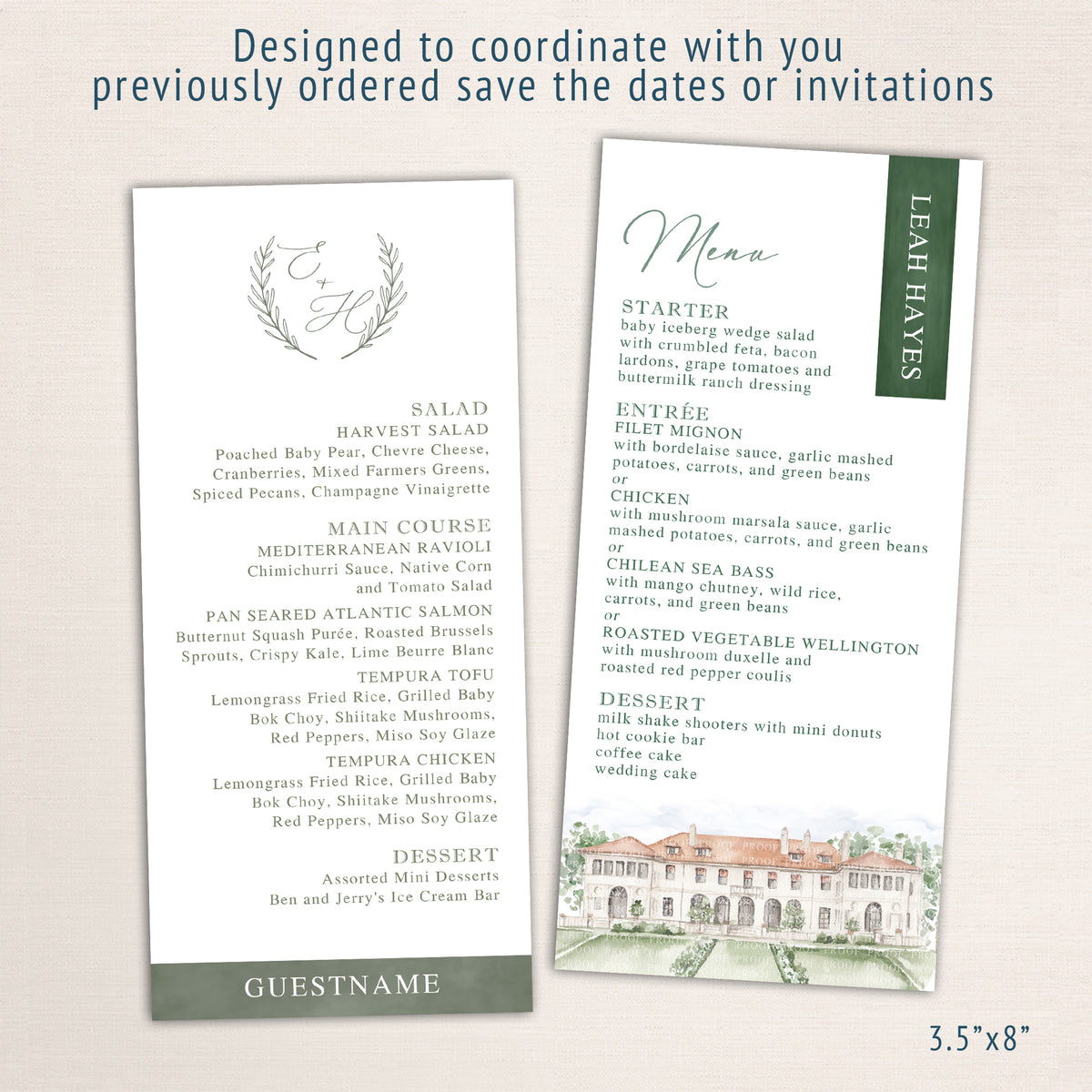 Menus with Guest's Names