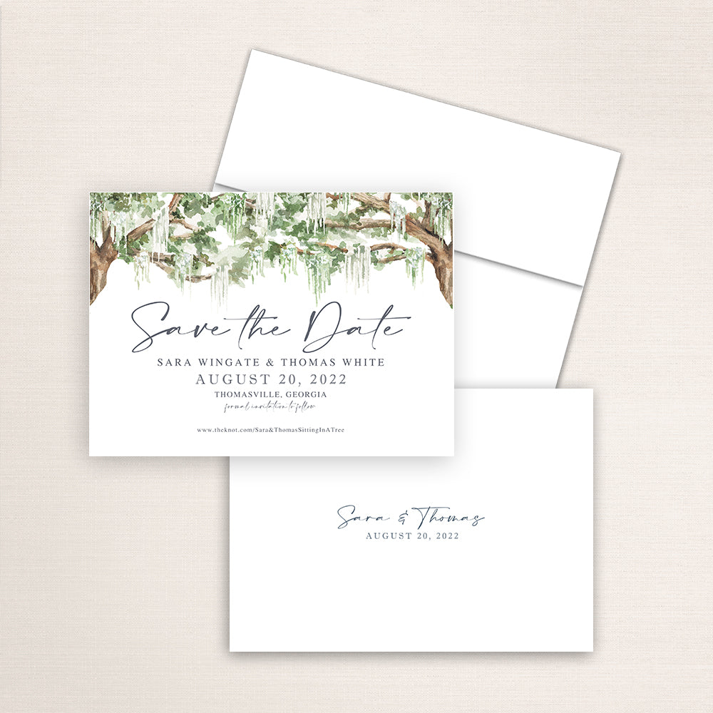 Southern Oak Tree Branches Save the Date