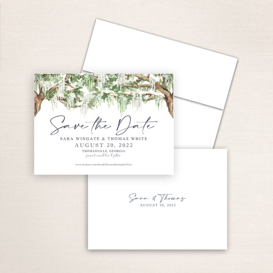 Southern Oak Tree Branches Save the Date