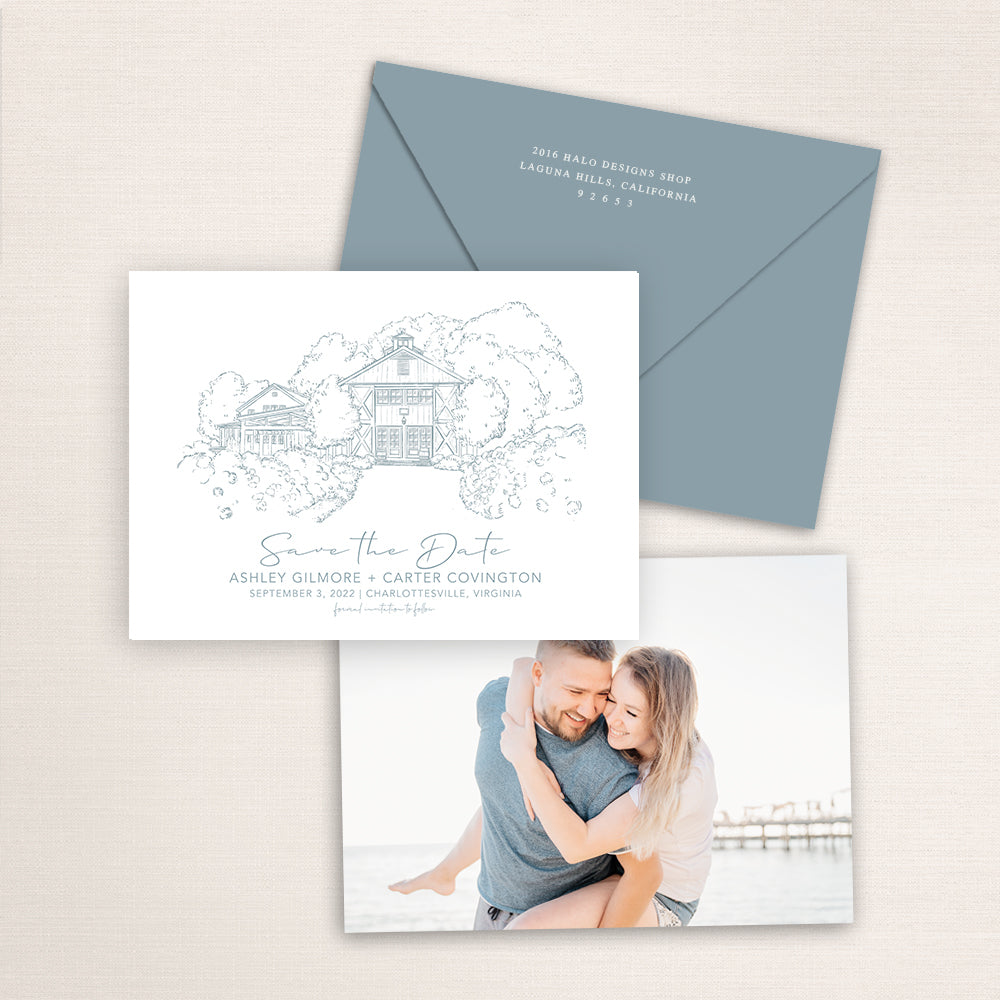 Pippin Hill Farm & Vineyards Sketch Save the Date
