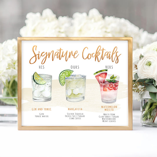 Signature Drink and Bar Signs | 8x10