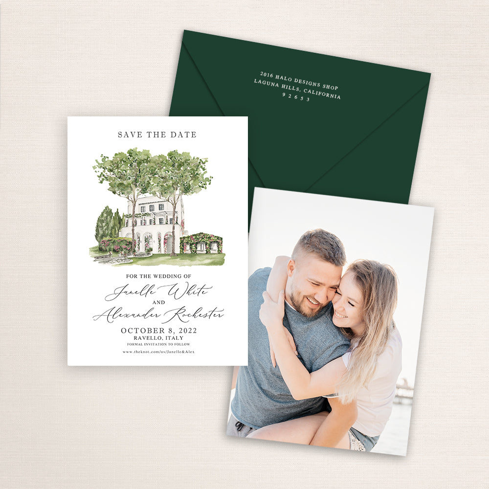 Villa Eva Watercolor Save the Date