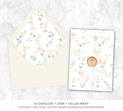 Pastel Floral Vellum Wrap + Matching Envelope