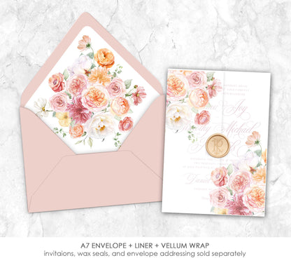 Peachy Keen Floral Vellum Wrap  + Matching Envelope