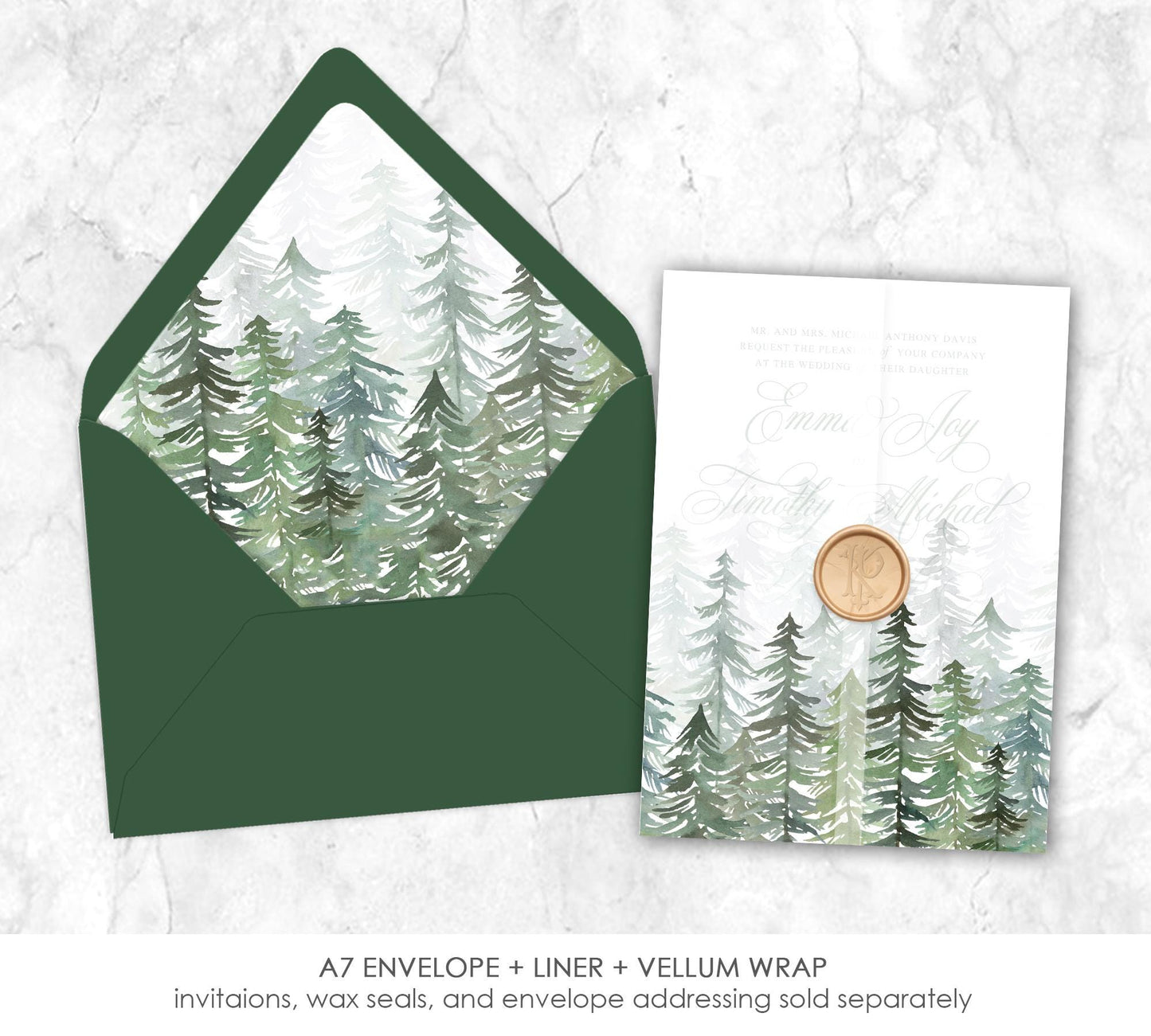 Evergreen Vellum Wrap + Matching Envelope