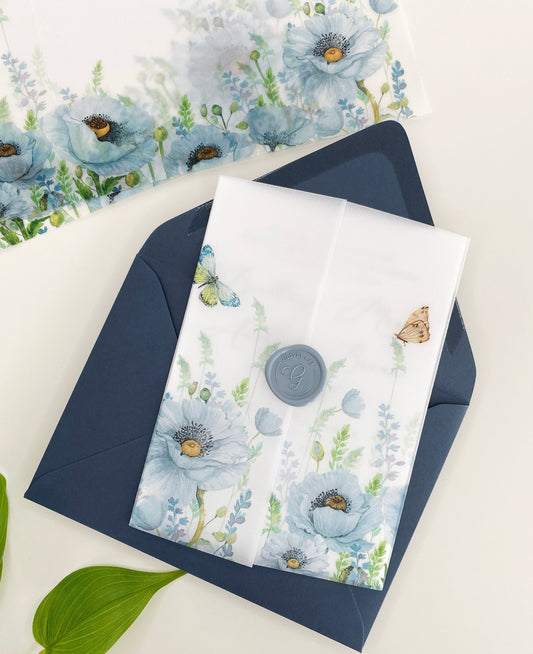 Blue Anemone Vellum Wrap
